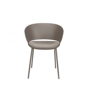 DRAWER Lot de 4 chaises en plastique, tissu et métal - Taupe