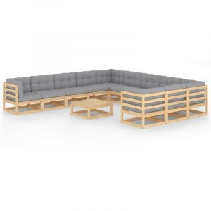 VidaXL Salon de jardin 12 pcs avec coussins Bois de pin m if