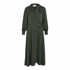 Vila Vienna Ravenna L/S Ankle Wrap Dress-Noos Robe, Scarab, 36 Femmes