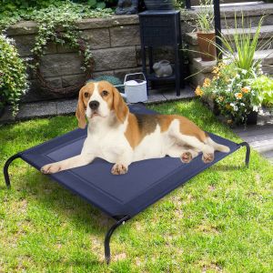 Lit de jardin pour chien extérieur - Gris - 110 x 80 x 18 cm - Métal