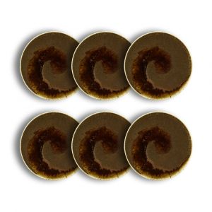 Ogo Living Lot de 6 assiettes à dessert texturées 21cm porcelaine marron