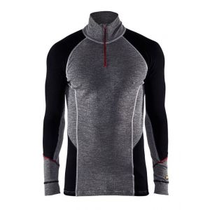 Blaklader Haut De Sous-Vêtement Col Camionneur Xwarm gris noir Click Outil