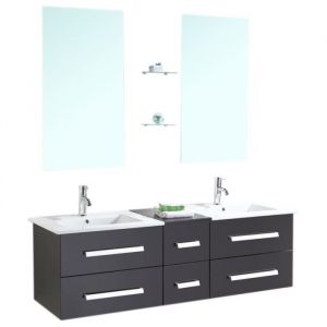 Eliteshopping - Meuble de Salle de Bain noir 150 cm Lavabo inclus &ndash; Isabel