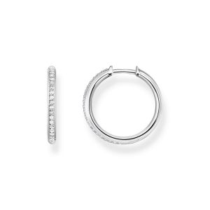 Thomas Sabo Créoles Blanche Pavé Argent Argent Sterling 925 Gris - Couleur Gris - Taille Taille unique