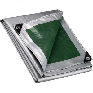 wiltec Bâche de camion 5 x 4m 120g/m² vert/gris pe Œillets alu 100cm Haute protection Vol uv Intempéries Moisi Étanche Solide Haute Résistante Couverture