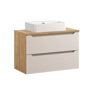 Meuble simple vasque 90cm Mallory Beige et bois