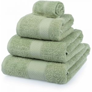HOMESCAPES Serviette 100% Coton - Vert Sauge - Lot 4 serviettes - Vert Sauge