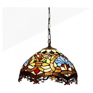 Barcelona led Suspension d'inspiration Tiffany avec mosaïque florale en verre