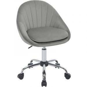 Woltu - Chaise Bureau Chaise Coiffeuse en Velours, Chaise Pivotante R&eacute;glable en Hauteur, Gris Clair
