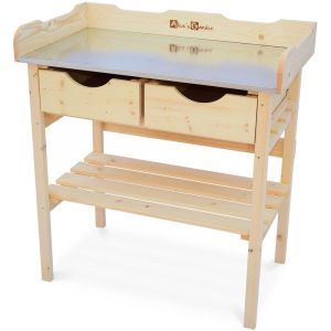 Alice's Garden Table de jardinage PETUNIA avec 2 tiroirs, établi extérieur en bois, table pour semis