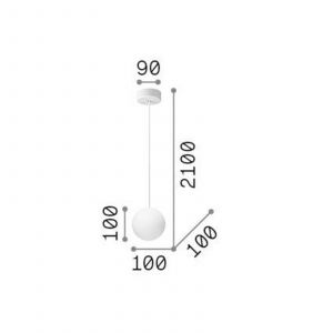 Ideallux Ideal Lux suspension Mapa, Ø 10 cm, verre opalin, sphère