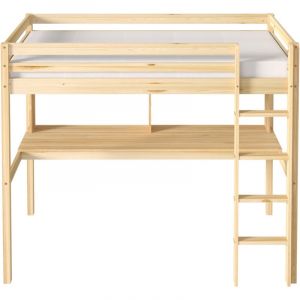 Image de Sunny Sil Lit Mezzanine avec Bureau, Couleur Naturelle Lit en Mezzanine pour Enfants - Sans Matelas - Avec Échelle 208 X 100,5 X 172 Cm pour Matelas