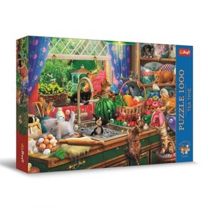 Trefl Premium Plus Quality-Puzzle Tea Time : Chatons fripons-1000, Série d'Images Nostalgiques Peintes, Pièces Parfaitement Assorties, pour Adultes et Enfants à partir de 12 Ans, 10839, Multicolour