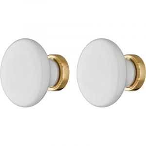 Image de Cyclingcolors 2x bouton de tiroir porcelaine c&eacute;ramique 37 mm base laiton poli meuble vintage antique style porte poign&eacute;e commode armoire maison avec vis