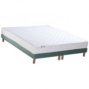 Ensemble Matelas accueil Latex 3 zones INITIAL Bi Confort Mousse & Latex + Sommier Made in France Dimensions 2x80 x 200 cm, Sommier Vert