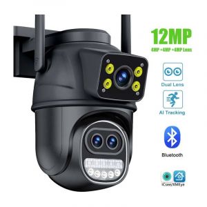 Ranipobo - Camera De Surveillance Exterieur, Camera Surveillance Wifi Exterieure Double Objectif 2.4Ghz, Détection Humaine-IP66 Étanche