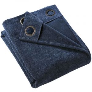 KEYNE - Rideau Thermique Occultant 140 x 180 cm Doubl&eacute; Polaire Coloris Bleu nuit - Altobuy
