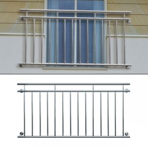 Garde corps balcon &agrave; la fran&ccedil;aise balustrade 128 x 90 cm en acier inoxydable