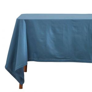 Homescapes - Nappe de table rectangulaire en coton unie Bleu fonc&eacute; - 137 x 228 cm