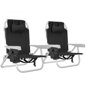 Image de TecTake Chaise de plage pliable avec fonction sac à dos noir