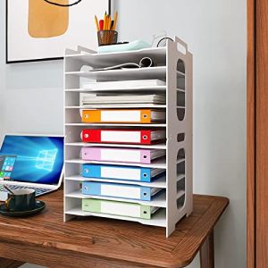 PUNCIA 10 Niveaux Organiseur de Bureau Banette Trieur Bac à Courrier Module de Rangement Organisateur de Papier Docunment Casier A4 Plateaux de Classement Fichier pour Bureau à Domicile