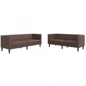 Image de VidaXL Ensemble de canapé Chesterfield 2 pcs marron similicuir