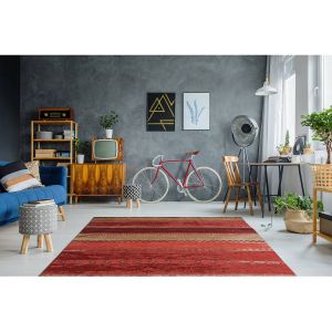 Arte Espina Paris Prix - Tapis Jacquard à Poils Courts blaze Rouge 155 X 230 Cm