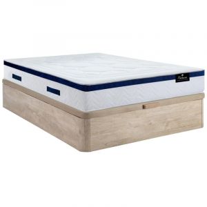Ensemble literie 140 x 190 cm - sommier coffre naturel clair + matelas ressorts ensachés - MARQUIS de PALACIO