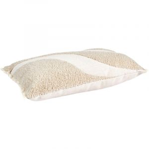 Linnea Coussin 30x50 cm bi face bouclette et unie alice beige et blanc