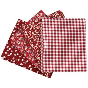 Creotime Assortiment de tissu patchwork - 45 x 55 cm - Rouge - 4 pcs