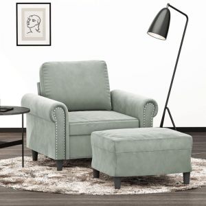 VidaXL Fauteuil avec repose-pied Gris clair 60 cm Velours