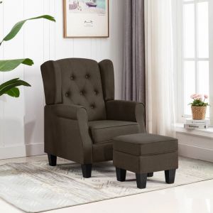 VidaXL Fauteuil avec repose-pied Marron Tissu