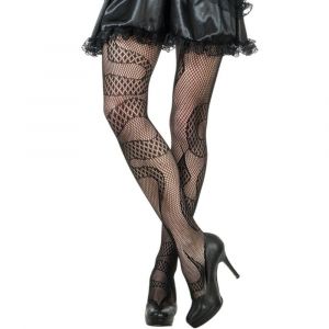 Paire de collants résilles serpent noir femme - générique 13818