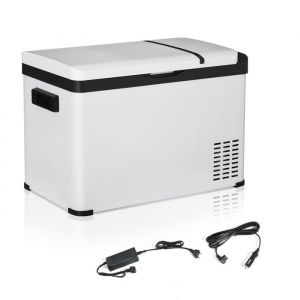 Outsunny Réfrigérateur portable à compression - 30 L - 12/24V - pour plage, camping ou pique-nique - jusqu'à -22°C - blanc