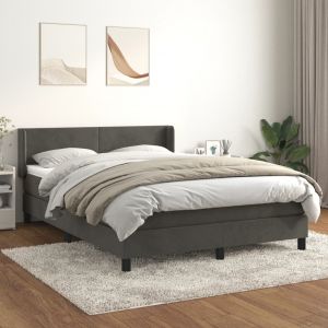 VidaXL Lit à sommier tapissier et matelas Gris foncé 140x200cm Velours