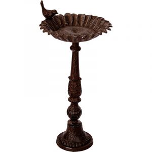 Image de Stilista - Bain d'oiseaux sur pied en fonte, choix de couleurs et de mod&egrave;les, brun antique