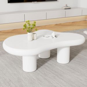 Table basse 97x67x32 cm - MDF+pvc - Forme nuage - Blanc