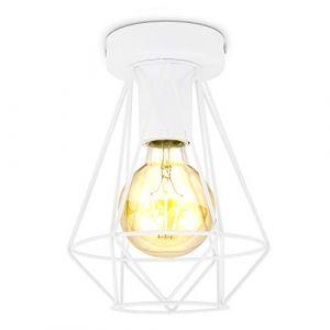Plafonnier en fil m&eacute;tallique i 1-flamme i E27 i Vintage i 165 mm de diam&egrave;tre i Blanc i sans ampoule