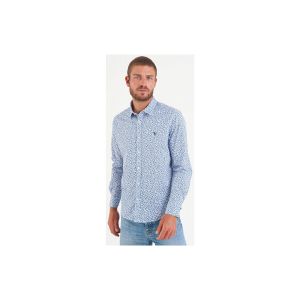 Chemise textur&eacute;e &agrave; rayures blanches avec broderie Camberabero