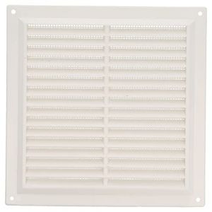 Amig - Grille de ventilation carrée en Plastique avec moustiquaire | Grilles d'aération pour sortie d'air | Idéal pour plafond de cuisine et salle de bain | Dimensions : 200 x 200 mm | Couleur: Blanc