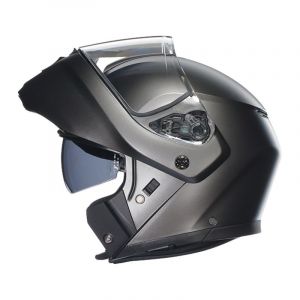 AGV Streetmodular ECE 22-06 Mono, Casque De Moto Modulable Homologué ECE 22-06 P/J avec Pare-Soleil, Gris Asphalte Mat, XL