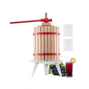 Pressoir &agrave; Fruits Manuel-VEVOR-18 L-Presse &agrave; Vin Panier en Bois Massif avec 8 Blocs