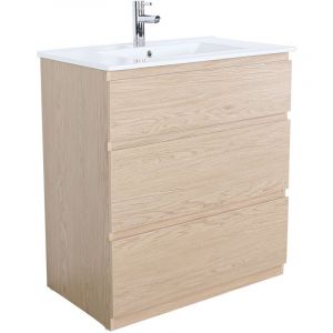 Meuble simple vasque SORRENTO 80cm - avec plan vasque c&eacute;ramique