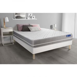 Image de Ensemble matelas M&eacute;moire de forme ACTIMEMO TOUCH 140x200 3zones de confort + sommier KIT blanc