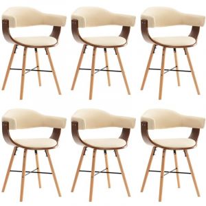 VidaXL Chaises de Salle &agrave; Manger Similicuir et Bois Courb&eacute; 6 pcs Cr&egrave;me et Marron Fonc&eacute;