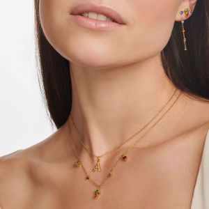 Thomas Sabo Chaîne lettre A or Argent sterling 925, doré or jaune 18 carats Jaune