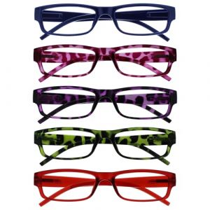 The Reading Glasses Lunettes de Lecture Valeur Set de 5 L&eacute;ger Hommes Femmes Bleu Rose Pourpre Vert Rouge RRRRR32-3456Z +3,50