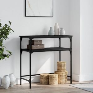 VidaXL Table Console, Table d'Appoint avec Pieds, Bout de Canapé avec Rangement, Meuble d'Entrée Salon Couloir, Industriel, Noir Bois d'Ingénierie
