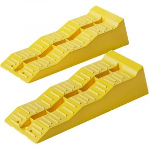 wiltec Cales de niveau en lot de 2 avec 3 niveaux de hauteur 40/70/100 mm, Cales de roue d'une capacit&eacute; de charge max. de 3 t, cales de compensation pour