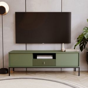M&S Meuble tv 2 portes 1 tiroir 154,4 cm décor vert et noir - magi